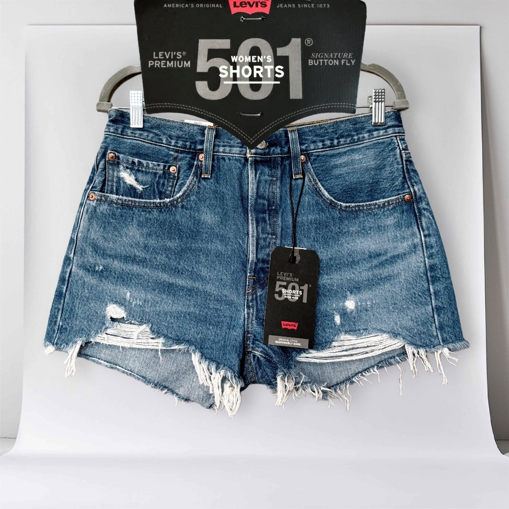 Levi's 501 Women's Distressed Denim Shorts - Blue
